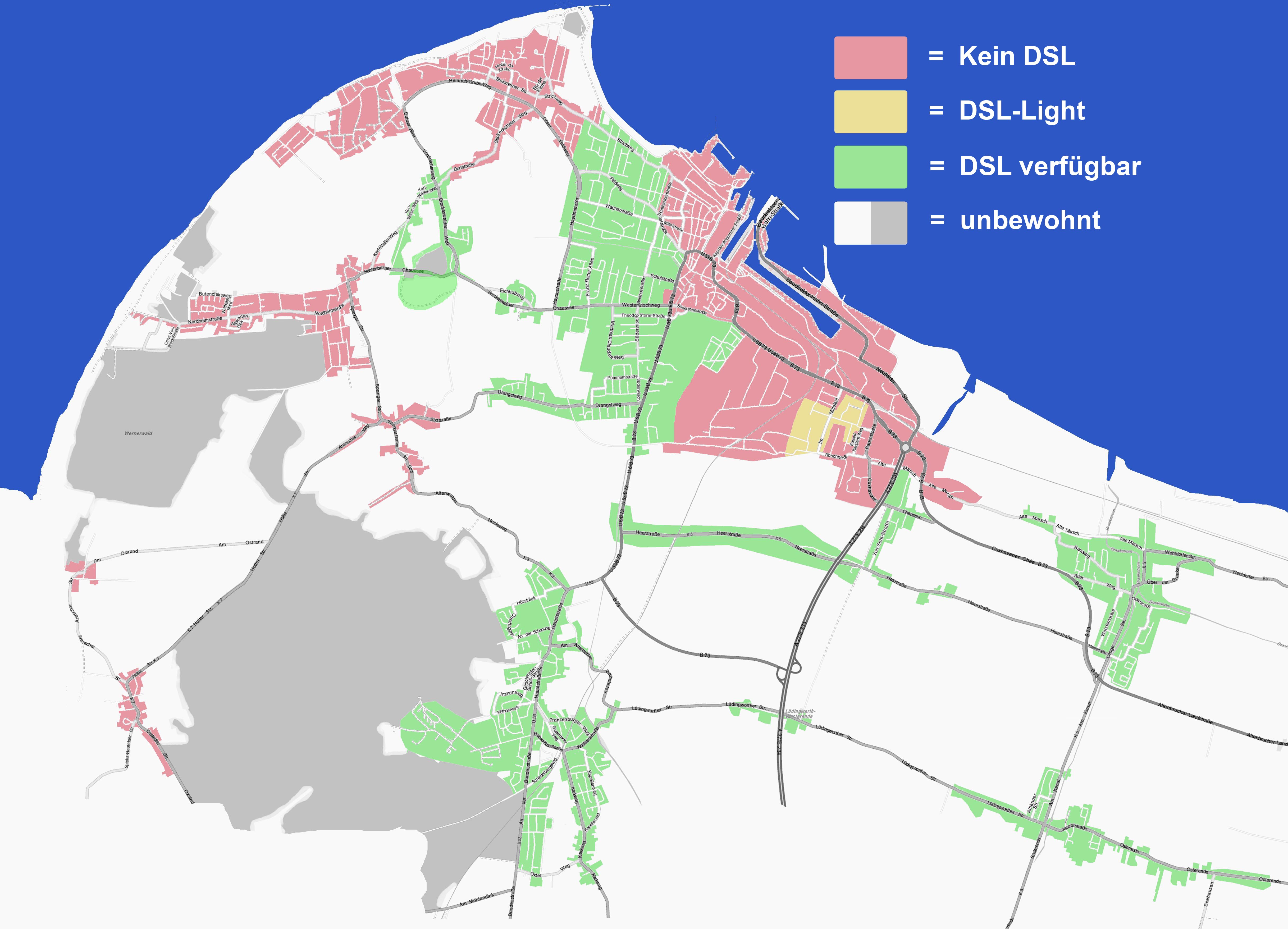 DSL-Karte - DSL für Cuxhaven